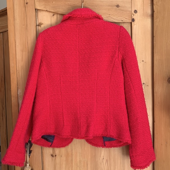 Boden Hot Pink Neon Boucle Tweed Chanel Fantasy Look Jacket Fringe Trim Chic 💕 - Picture 14 of 16